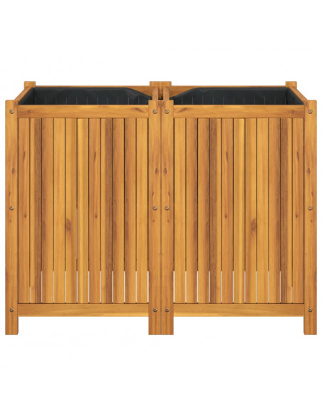 Fioriera Giardino con Rivestimento 100x50x75 cm Massello Acacia