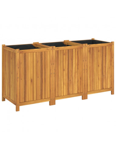 Fioriera Giardino con Rivestimento 150x50x75 cm Massello Acacia