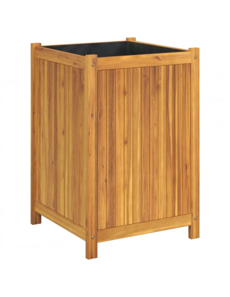 Fioriera Giardino con Rivestimento 50x50x75 cm Massello Acacia