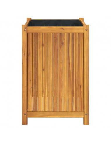 Fioriera Giardino con Rivestimento 50x50x75 cm Massello Acacia