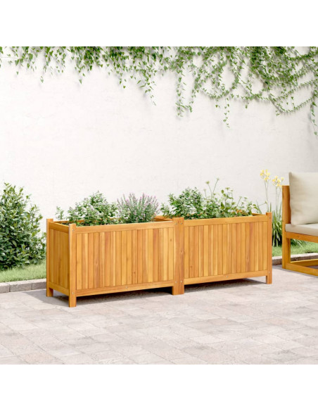 Fioriera Giardino con Rivestimento 153x38,5x50 Massello Acacia