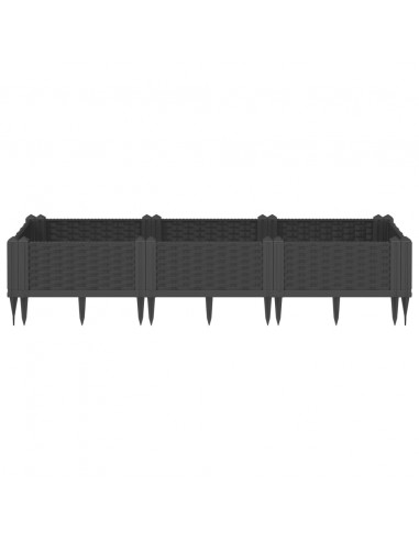 Fioriera da Giardino con Picchetti Nera 125x40x28,5 cm PP