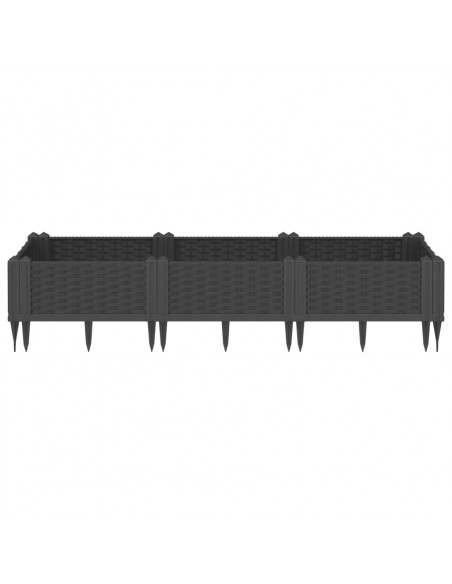 Fioriera da Giardino con Picchetti Nera 125x40x28,5 cm PP