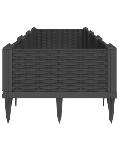 Fioriera da Giardino con Picchetti Nera 125x40x28,5 cm PP