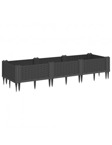 Fioriera da Giardino con Picchetti Nera 125x40x28,5 cm PP
