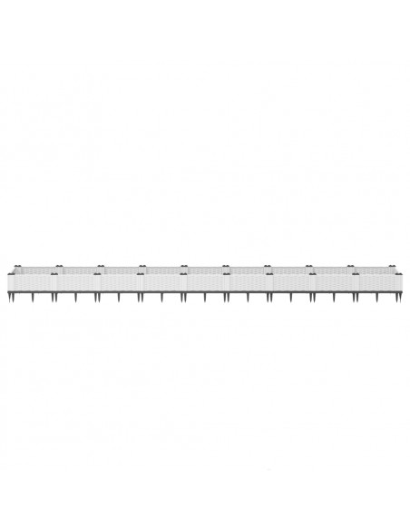 Fioriera da Giardino con Picchetti Bianca 362,5x42,5x28,5 cm PP