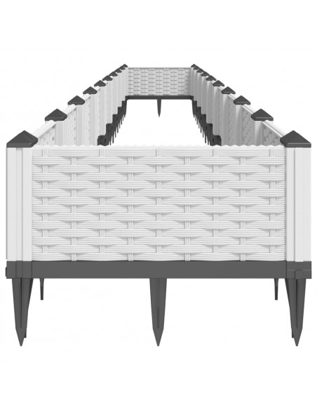 Fioriera da Giardino con Picchetti Bianca 362,5x42,5x28,5 cm PP