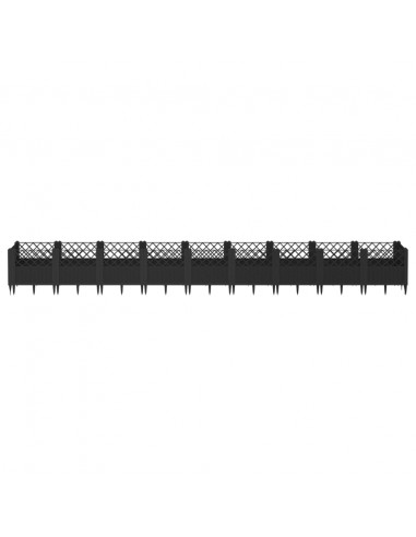 Fioriera da Giardino con Picchetti Nera 363,5x43,5x43,5 cm PP