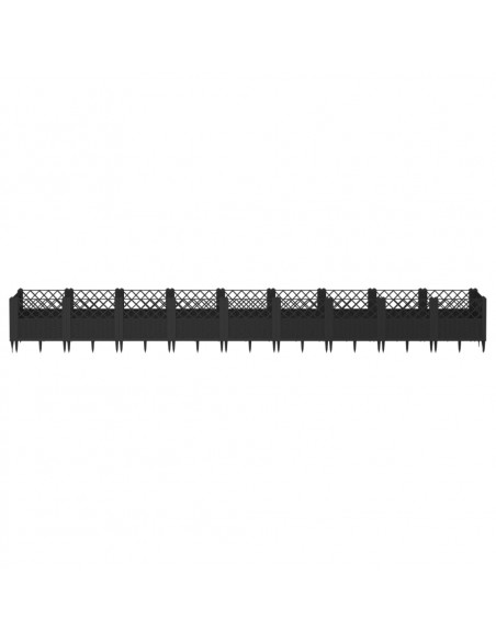 Fioriera da Giardino con Picchetti Nera 363,5x43,5x43,5 cm PP