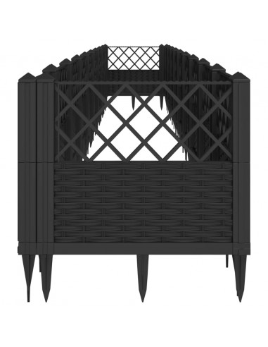 Fioriera da Giardino con Picchetti Nera 363,5x43,5x43,5 cm PP
