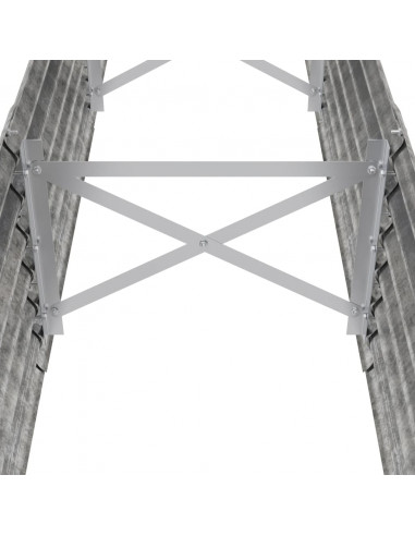 Letto Giardino Acciaio Verniciato a Polvere 224x40x36cm Argento