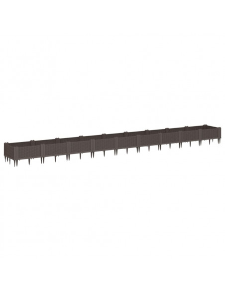 Fioriera da Giardino con Picchetti Marrone 362,5x42,5x28,5cm PP