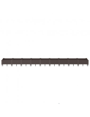 Fioriera da Giardino con Picchetti Marrone 362,5x42,5x28,5cm PP