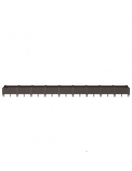 Fioriera da Giardino con Picchetti Marrone 362,5x42,5x28,5cm PP
