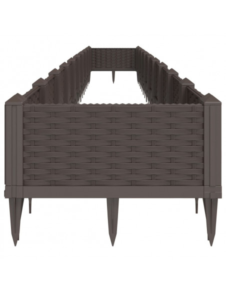 Fioriera da Giardino con Picchetti Marrone 362,5x42,5x28,5cm PP