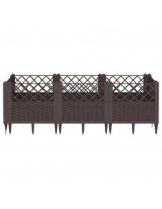 Fioriera da Giardino con Picchetti Marrone 123,5x43,5x43,5cm PP 2