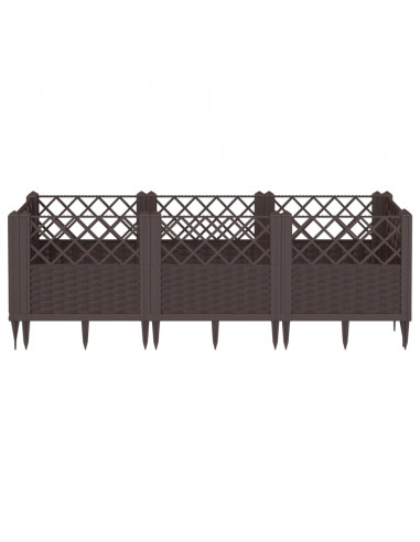 Fioriera da Giardino con Picchetti Marrone 123,5x43,5x43,5cm PP