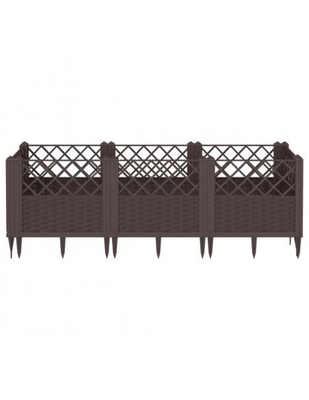 Fioriera da Giardino con Picchetti Marrone 123,5x43,5x43,5cm PP