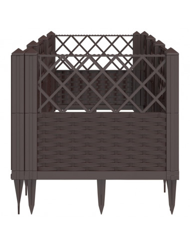 Fioriera da Giardino con Picchetti Marrone 123,5x43,5x43,5cm PP