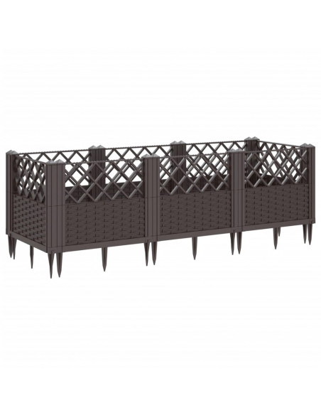 Fioriera da Giardino con Picchetti Marrone 123,5x43,5x43,5cm PP