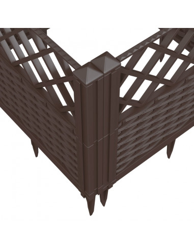 Fioriera da Giardino con Picchetti Marrone 123,5x43,5x43,5cm PP