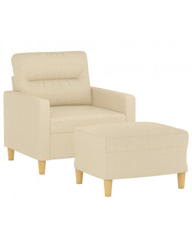 Poltrona con Poggiapiedi Crema 60 cm in Tessuto