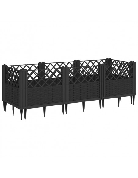 Fioriera da Giardino con Picchetti Nera 123,5x43,5x43,5 cm PP
