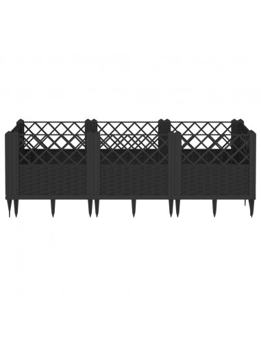 Fioriera da Giardino con Picchetti Nera 123,5x43,5x43,5 cm PP