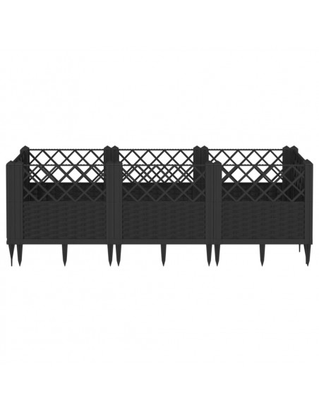 Fioriera da Giardino con Picchetti Nera 123,5x43,5x43,5 cm PP