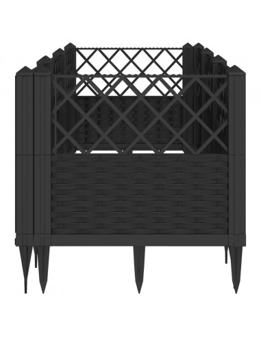 Fioriera da Giardino con Picchetti Nera 123,5x43,5x43,5 cm PP