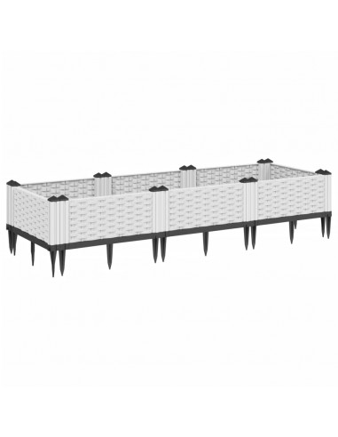Fioriera da Giardino con Picchetti Bianca 125x40x28,5 cm PP