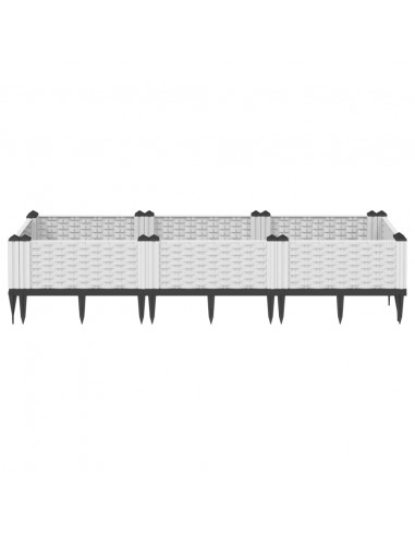 Fioriera da Giardino con Picchetti Bianca 125x40x28,5 cm PP