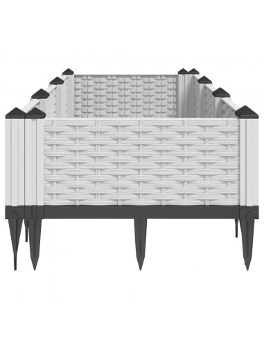 Fioriera da Giardino con Picchetti Bianca 125x40x28,5 cm PP