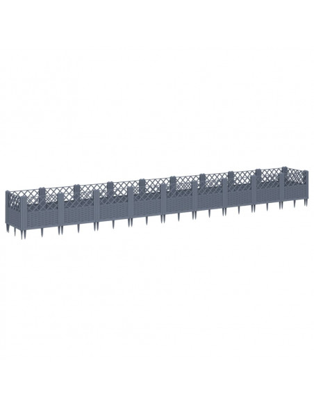 Fioriera da Giardino con Picchetti Grigia 363,5x43,5x43,5 cm PP