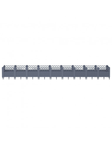 Fioriera da Giardino con Picchetti Grigia 363,5x43,5x43,5 cm PP