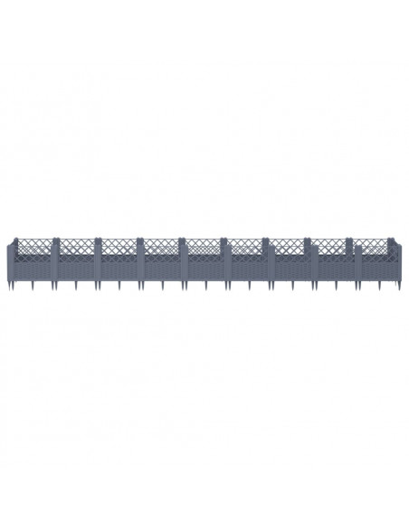 Fioriera da Giardino con Picchetti Grigia 363,5x43,5x43,5 cm PP