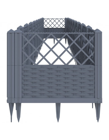 Fioriera da Giardino con Picchetti Grigia 363,5x43,5x43,5 cm PP