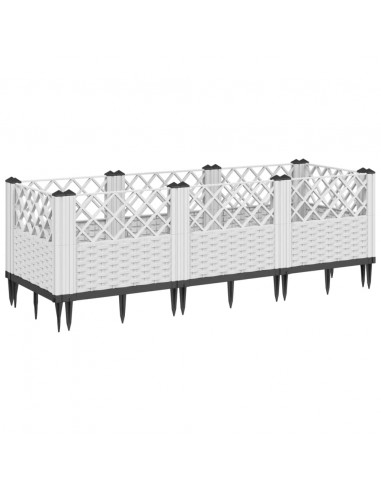 Fioriera da Giardino con Picchetti Bianca 123,5x43,5x43,5 cm PP