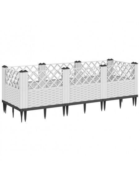 Fioriera da Giardino con Picchetti Bianca 123,5x43,5x43,5 cm PP