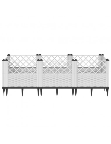 Fioriera da Giardino con Picchetti Bianca 123,5x43,5x43,5 cm PP