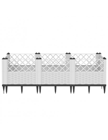 Fioriera da Giardino con Picchetti Bianca 123,5x43,5x43,5 cm PP