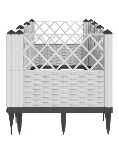 Fioriera da Giardino con Picchetti Bianca 123,5x43,5x43,5 cm PP