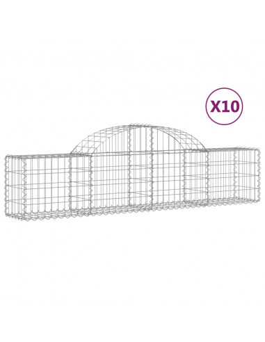 Cesti Gabbioni ad Arco 10 pz 200x30x40/60 cm Ferro Zincato