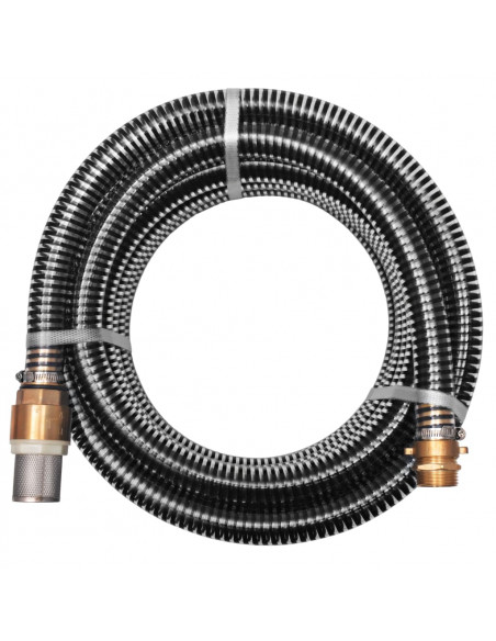 Tubo di Aspirazione con Connettori in Ottone 7 m 25 mm Nero