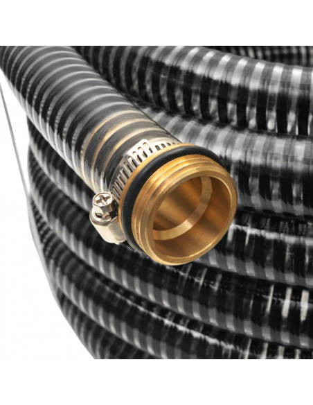 Tubo di Aspirazione con Connettori in Ottone 7 m 25 mm Nero