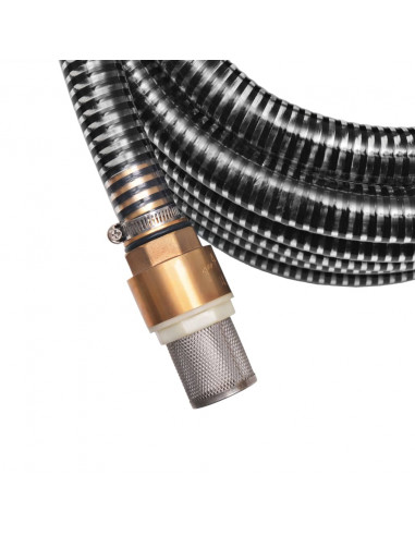 Tubo di Aspirazione con Connettori in Ottone 7 m 25 mm Nero