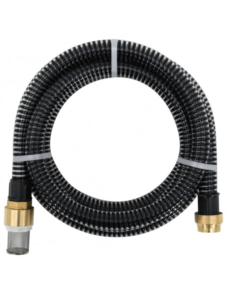 Tubo di Aspirazione con Raccordi in Ottone Nero 1,1" 10 m PVC