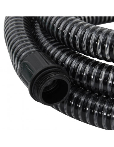 Tubo di Aspirazione con Raccordi in Ottone Nero 1,1" 10 m PVC