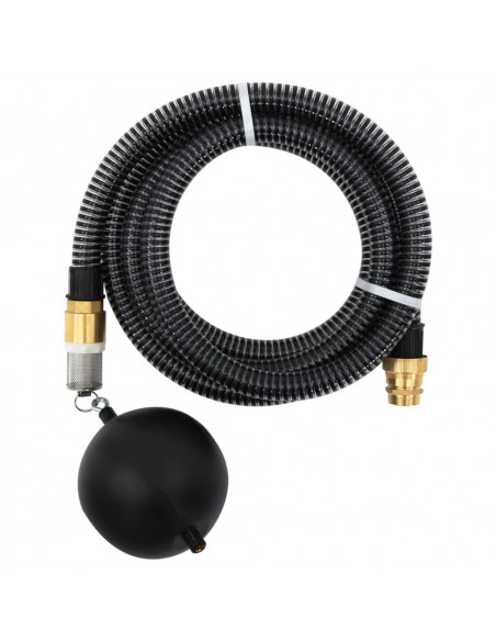 Tubo di Aspirazione con Raccordi in Ottone Nero 1,1" 10 m PVC