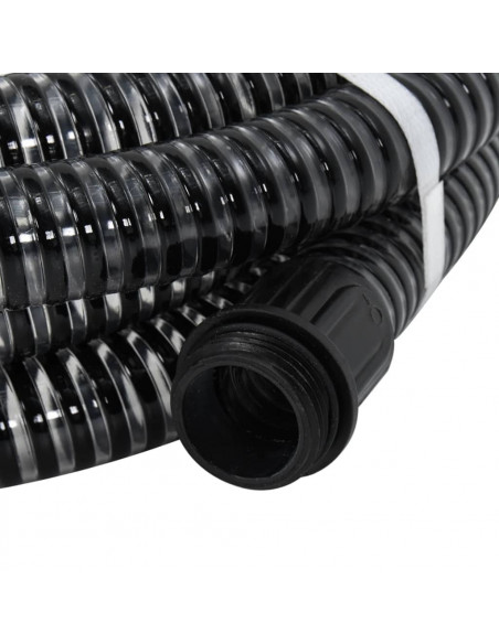 Tubo di Aspirazione con Raccordi in Ottone Nero 1,1" 10 m PVC